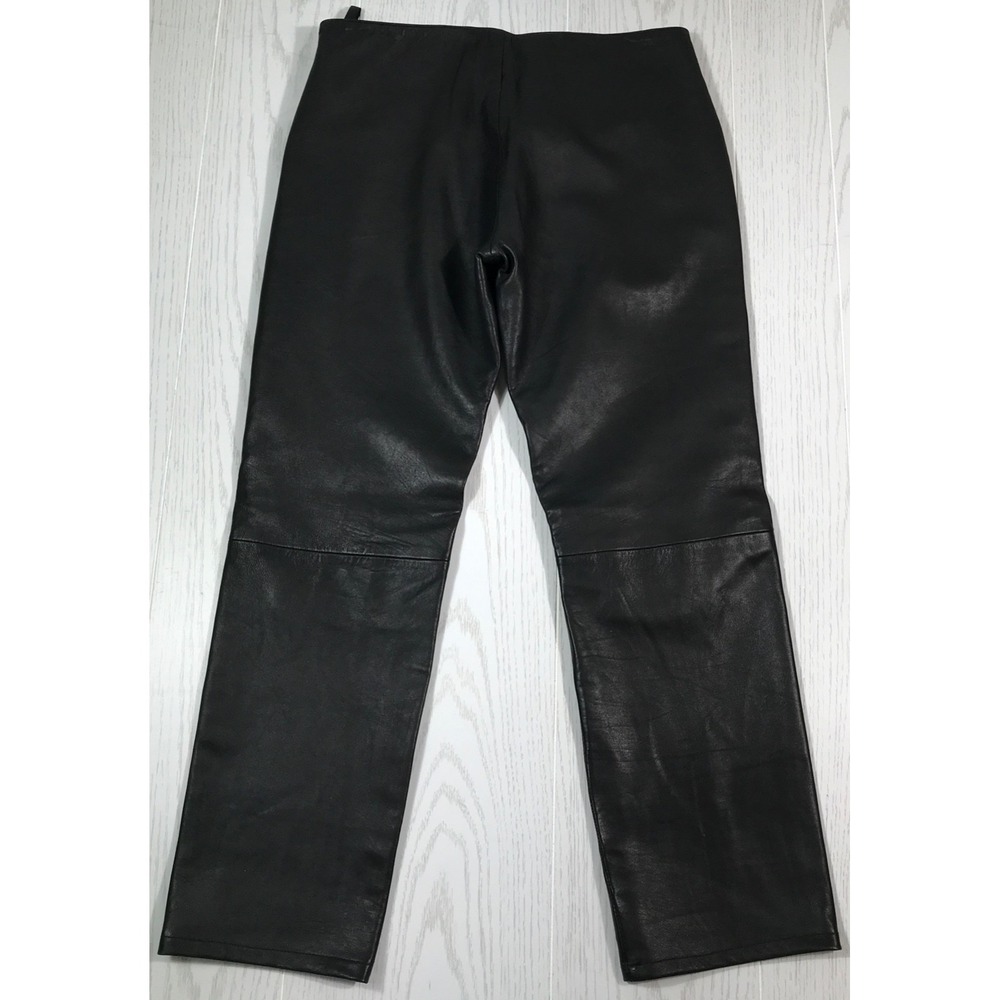 HMB Leather Pants Womens Size 6 Black Lined Side Zip Straight Leg Biker Goth